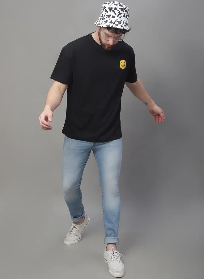 Styli Men Black Graphic Print Oversized T-Shirt By Door74