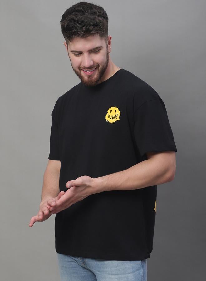 Take Two Men Black Graphic Print Oversized T-Shirt By Door74 - Image 3