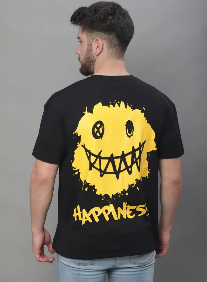 Take Two Men Black Graphic Print Oversized T-Shirt