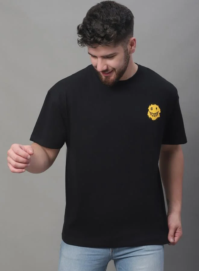 تايك تو تيشيرت رجالي أسود بطباعة جرافيك مقاس كبير من دور