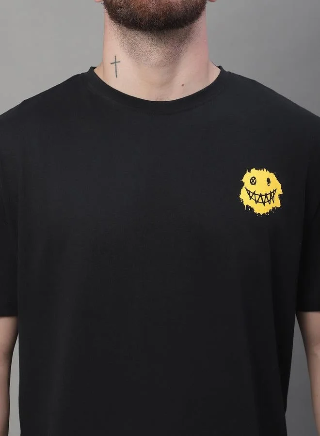 Take Two Men Black Graphic Print Oversized T-Shirt