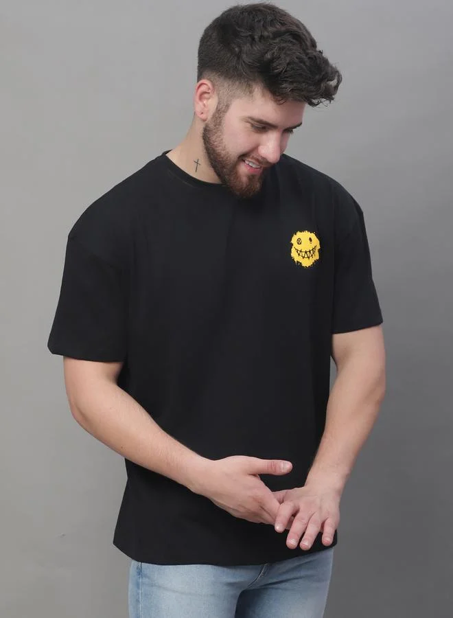 Take Two Men Black Graphic Print Oversized T-Shirt