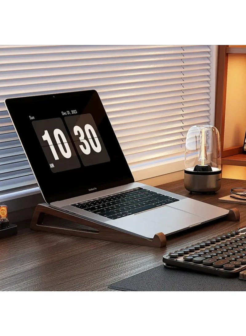 LDQ Adjustable 12° Wooden Laptop Stand with Built-in Shelf – Ergonomic Height-Adjustable Desk Stand for Laptops, Tablets, and Books, Sturdy & Stylish Design for Home Office and Study - Image 4