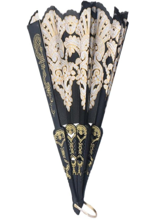 Youngy Black Spanish Style Wedding Lace Silk Folding Hand Held Flower Fan hand held fan folding large hand held fan folding decorative fans for party decorative fans for wall oriental decorative - Image 1