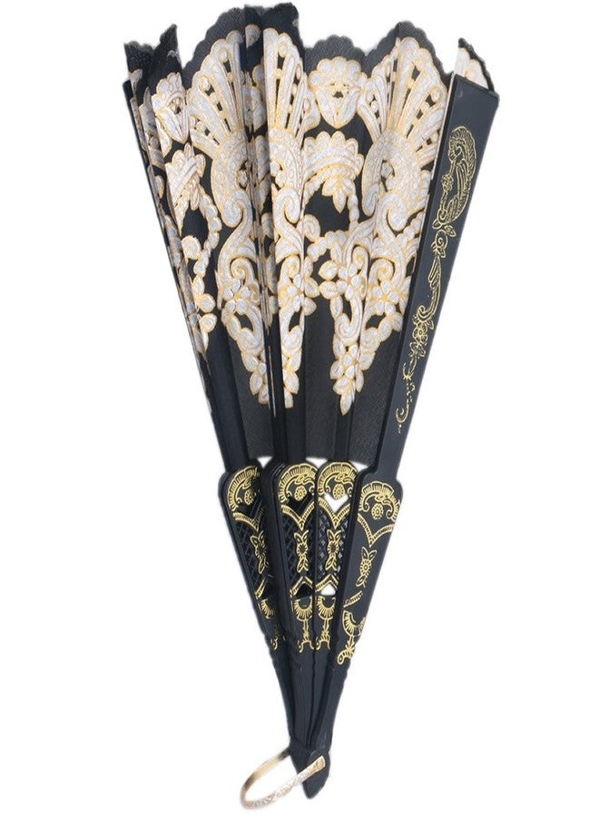 Youngy Black Spanish Style Wedding Lace Silk Folding Hand Held Flower Fan hand held fan folding large hand held fan folding decorative fans for party decorative fans for wall oriental decorative - Image 5