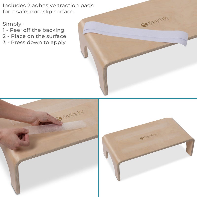 EarthLite Wooden Step Stool - 7'' High, Large Surface, Strong & Stable Bed Step, Foot Stool, Massage Step-Up - Image 4