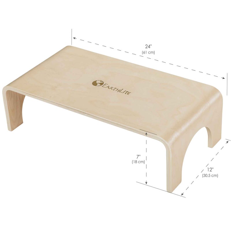 EarthLite Wooden Step Stool - 7'' High, Large Surface, Strong & Stable Bed Step, Foot Stool, Massage Step-Up - Image 1