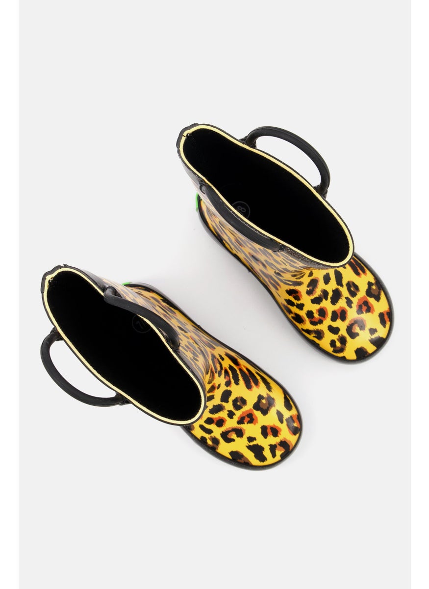 Rainbow Daze Kids Girl Leopard Printed Rain Boot, Brown Combo  - Image 4