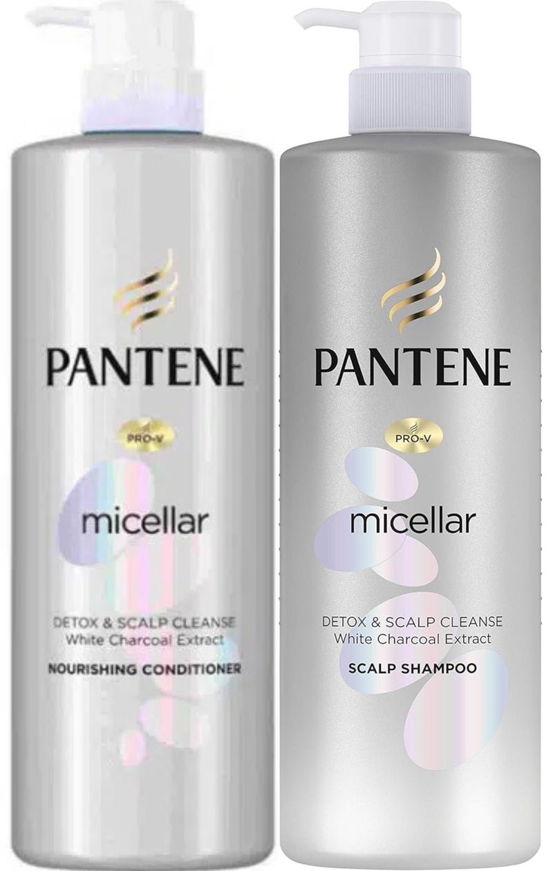 Micellar Detox & Scalp Cleanse White Charcoal Extract Scalp Shampoo & Nourishing Conditioner Set of 2 Each 530ML