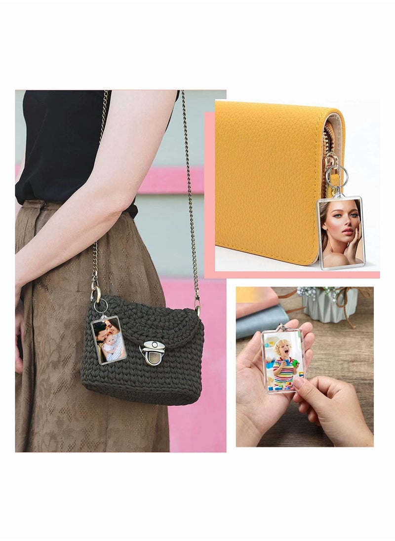 Y&D - Acrylic Photo Frame Keychain Holder, 50 Pieces Insert Keychain, Clear Picture Keychains Key Chain, Snap-In Custom Keyring for DIY Projects - Image 1