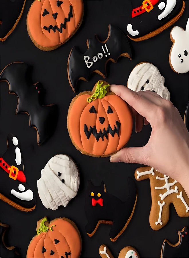 uadbau Halloween Cookie Cutters Set, 9-Piece Metal Cookie Cutters - Stainless Steel Silver, Including Pumpkin, Ghost, Coffin, Bat, Witch Hat, Cat, Candy, Skull, for Halloween Food Decor - Image 5