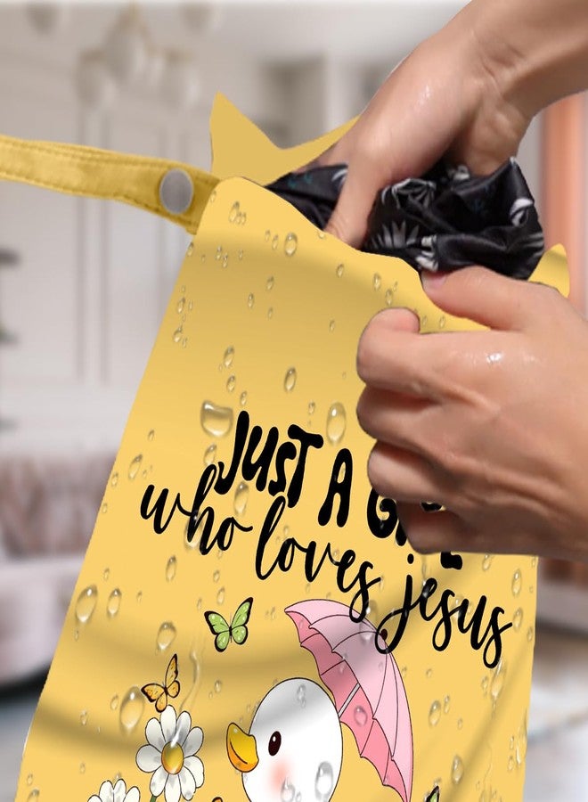 VBCVBGFH 4 Pack Cute Wet Bag Waterproof Washable Reusable Wet Dry Bag for Swimsuit Clothes Cloth Diaper Travel Beach Pool Yoga Gym Toiletries Travel Beach Essentials, Bow Animal Goose Decor Lovers Gift - Image 2