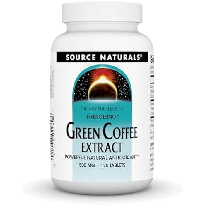Source Naturals Energizing Green Coffee Extract, Powerful Natural Antioxidant*, 500 mg Tablet - 120 Tablets - Image 1