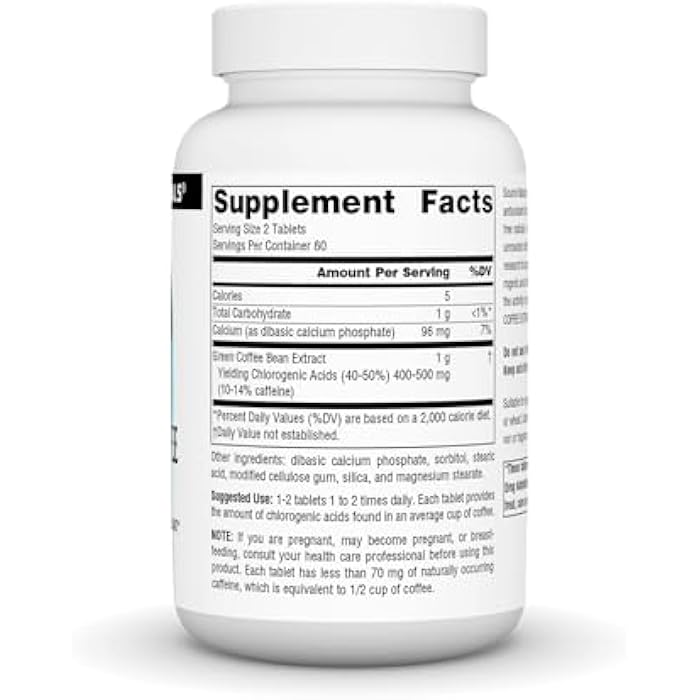 Source Naturals Energizing Green Coffee Extract, Powerful Natural Antioxidant*, 500 mg Tablet - 120 Tablets - Image 2