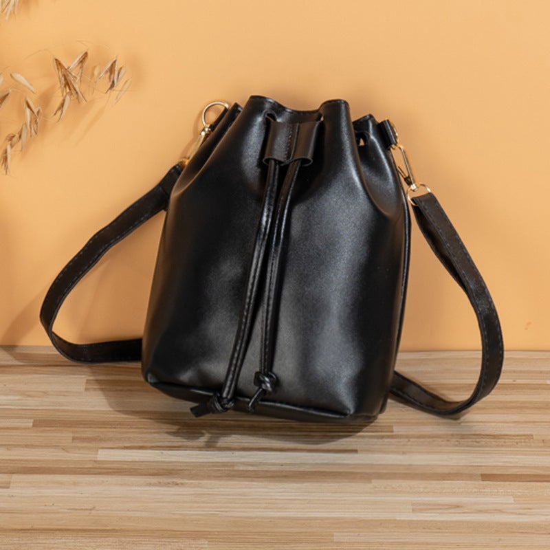 Fresh Sweet Bucket Bag 2023 New Solid Color Drawstring Messenger Bag Bag Female - Image 4