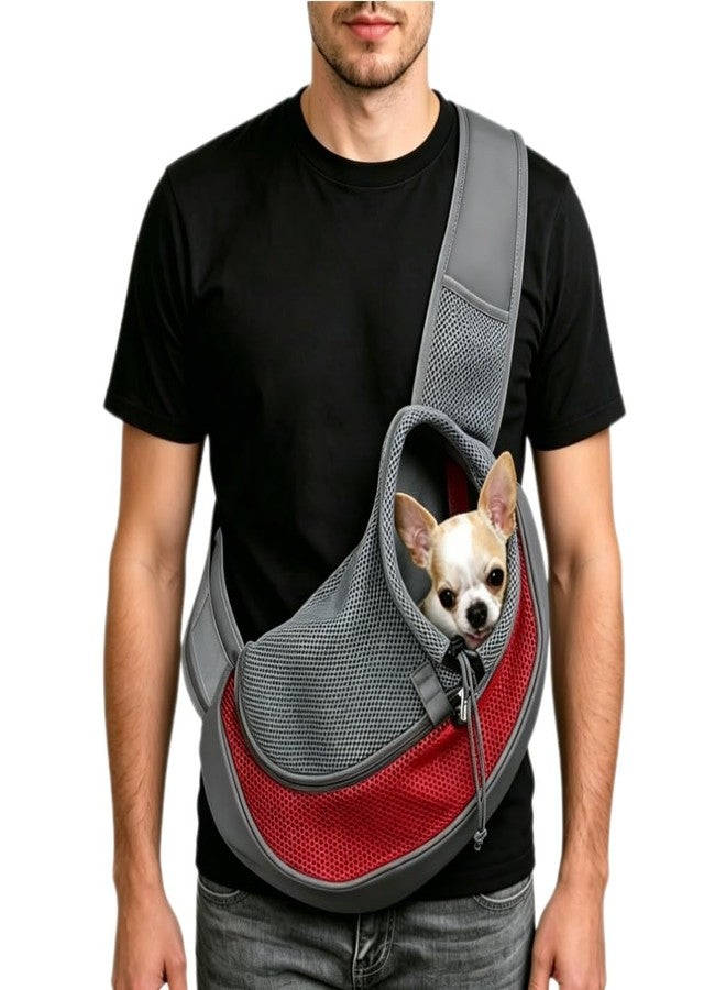 IBLUELOVER Dog Sling Carrier Hand-Free Puppy Carrier Purse Breathable Mesh Pet Chest Bag Adjustable Outing Pet Travel Sling Bag for Small Dogs Cats Rabbits(Under 10 lbs) - Image 1