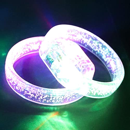 DAOKEY Flashing LED Light up Bracelets, Colorful Blinking Glow Wristbands Party Favors Toys Supplies for Birthday, Parties, Carnivals, Clear Case 24 Pack - Image 3