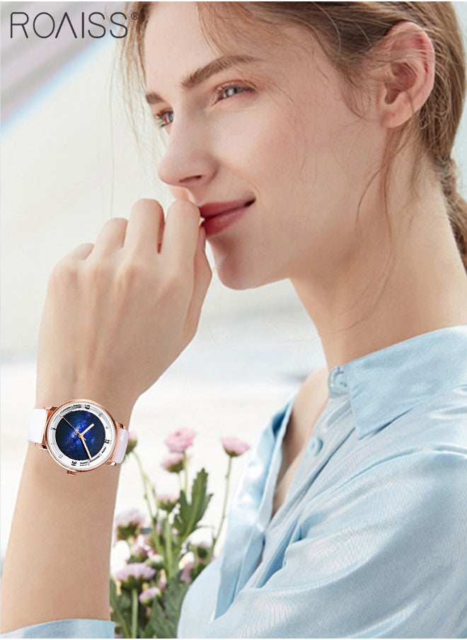 roaiss - Silicone Strap Quartz Watches for Women, Analog Display Round Starry Sky Dial, Waterproof Luminous Simple WristWatch as Gift for Ladies - Image 1