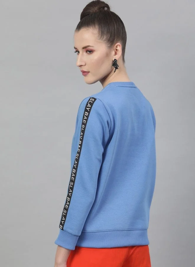 STREET 9  Blue Solid Pullover Sweatshirt for Women  | Best Price UAE