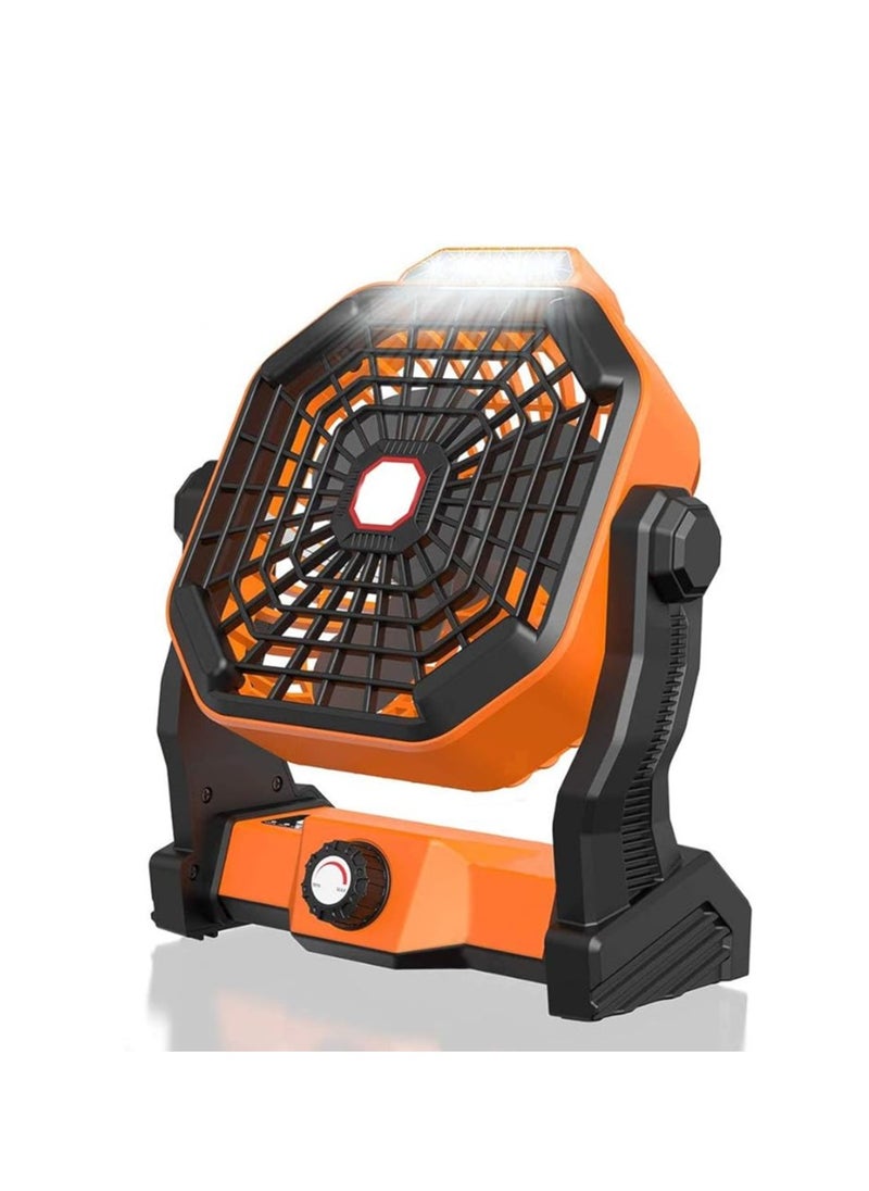 ET-LIFE Camping Fan Table Fan Portable Fan with LED Light Design Desk Fan Rechargeable Adjustable Speed Brightness with Hook for Camping Hiking BBQ Indoor Outdoor Home Office Travel  - Image 1
