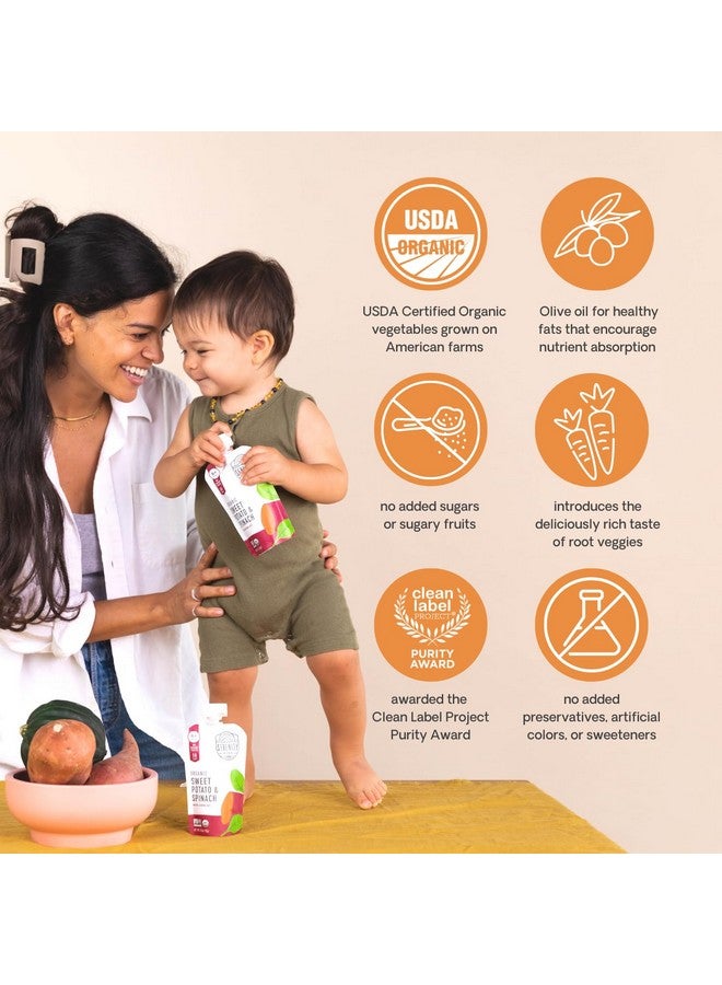 Serenity Kids 6+ Months Veggie Puree Baby Food Pouches - USDA Organic - No Sugary Fruits or Added Sugar - Allergen Free - 3.5 Oz BPA-Free Pouch - Sweet Potato & Spinach - 6 Count - Sweet Potato Puree - Image 5
