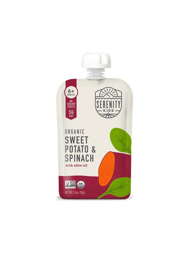 Serenity Kids 6+ Months Veggie Puree Baby Food Pouches - USDA Organic - No Sugary Fruits or Added Sugar - Allergen Free - 3.5 Oz BPA-Free Pouch - Sweet Potato & Spinach - 6 Count - Sweet Potato Puree - Image 1