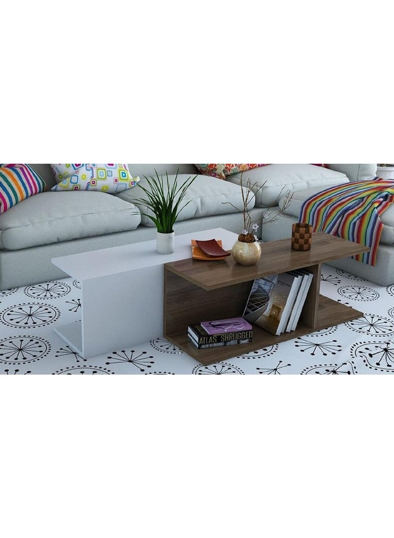 طاولة وسط خشب من اى فرنيتشر - ابيض و بنى - Image 1