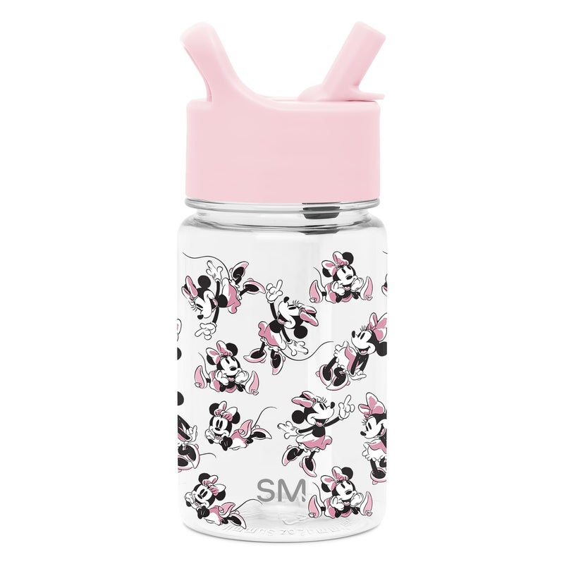 Simple Modern زجاجة ماء بسيطة حديثة من ديزني ميني ماوس للأطفال مصنوعة من بلاستيك خالي من BPA مع غطاء قشة مانع للتسرب | قابلة لإعادة الاستخدام ومتينة للأطفال الصغار والفتيات | مجموعة قمة | 12 أونصة، ميني ماوس ريترو - Image 1