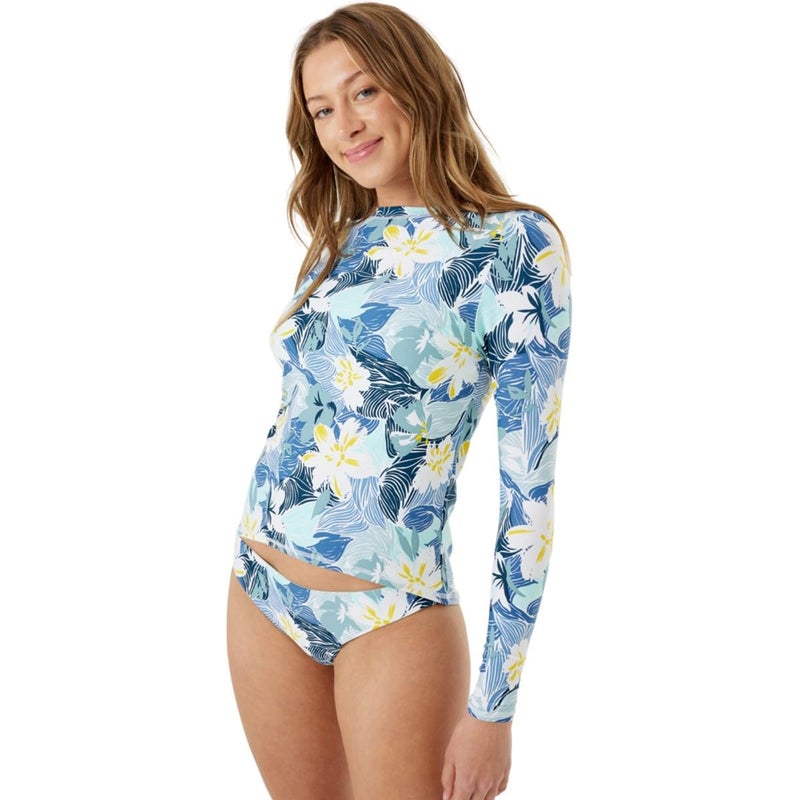 Roxy Women's Long Sleeve Rashguard â€“ UPF 50+ Sun Protection, Quick-Dry Swim Shirt, True Blue, Small - Image 1