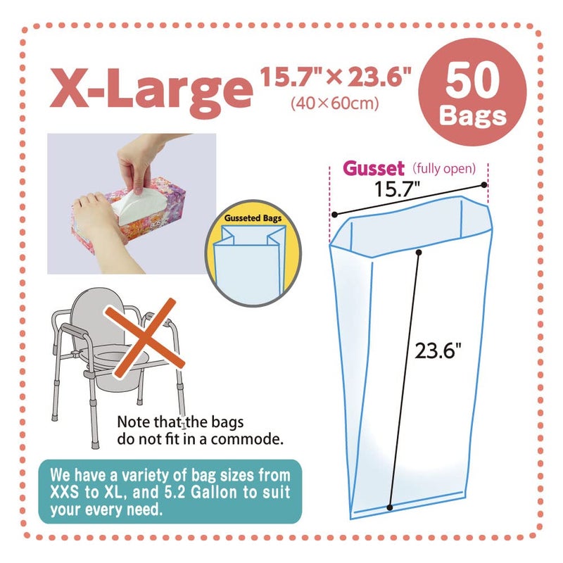 BOS, Odor-Sealing Dirty Trash Bags - Disposable Bags - Scent & Smell Free (Size:XL)(Color: White) (50count, Pack of 1)(100bags) - Image 3