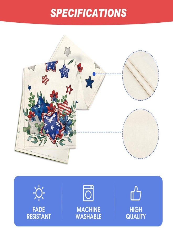 Artoid Mode Eucalyptus Flowers Stars Patriotic 4th of July Table Runner, Memorial Day Kitchen Dining Table Decoration for Home Party Decor 13x72 Inch - Image 5