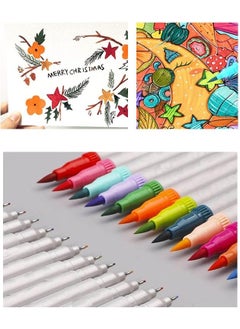 Masis Fineliner Pen Bidirectional 24 Colors 1 Pack Brush Tip and Fineliner Brushpen 24 Pcs Felt Tip Pen Thick Fine Felt Tip Pen  - Image 3