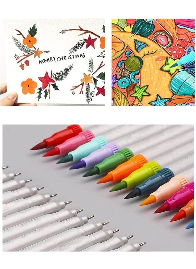 Masis - Fineliner Pen Bidirectional 24 Colors 1 Pack Brush Tip and Fineliner Brushpen 24 Pcs Felt Tip Pen Thick Fine Felt Tip Pen - Image 1