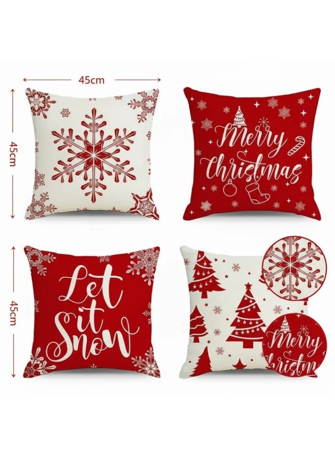 واي آند دي 4Pcs christmas pillow case cover cushion for home decor 45*45cm - Image 5