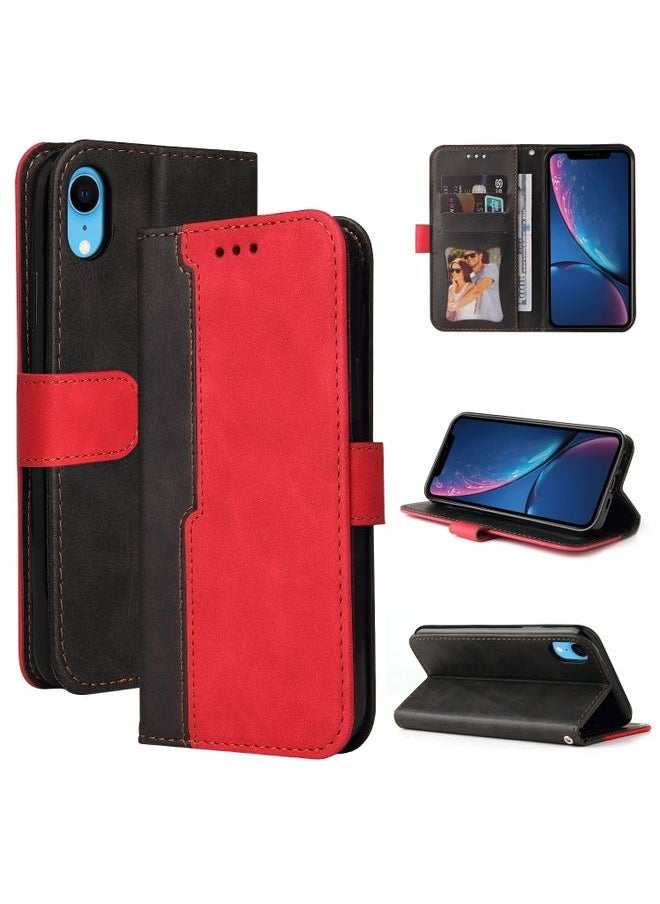 Generic - Case Cover For iPhone XR Business Stitching-Color Horizontal Flip PU Leather Case with Holder & Card Slots & Photo Frame Red - Image 1