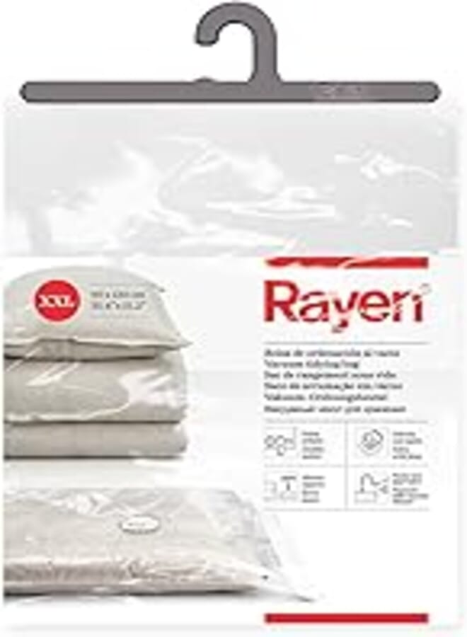Rayen Basic Space Saver Bags Vacuum Storage Cover for Clothes| XXL Size| 90 x 130 cm| Transparent