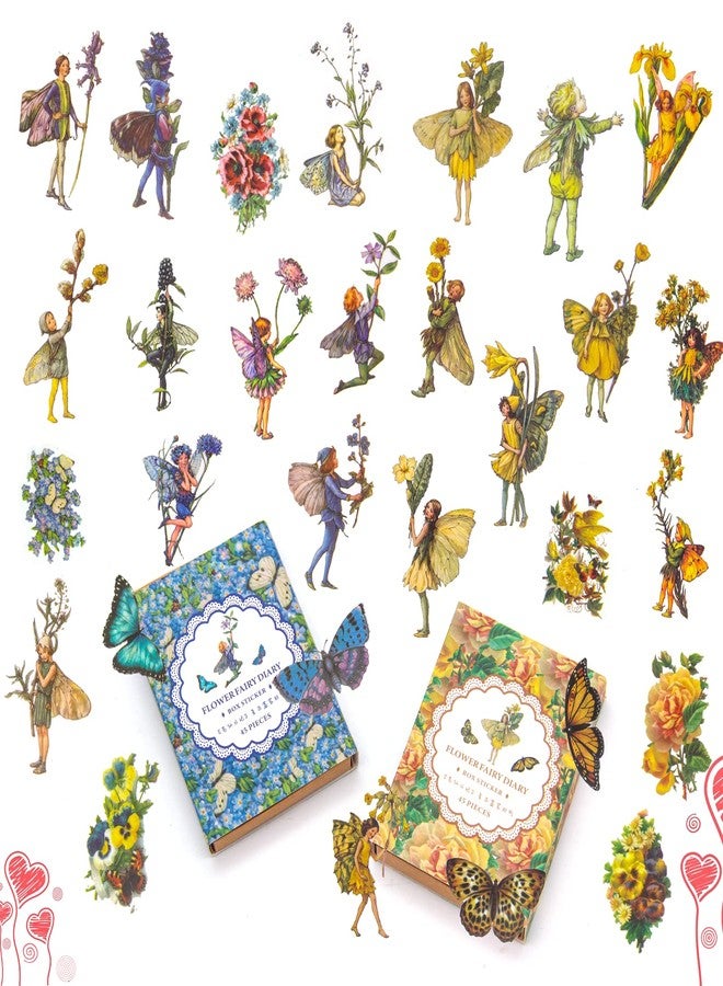 KIBBEH 90 Pieces Fairy Stickers for Scrapbook, Transparent Flower Fairy Patch for Scrapbooking Hand Ledger Phone Case Laptop Diary DIY Crafts - (Sunrise and Sunset) - Image 1