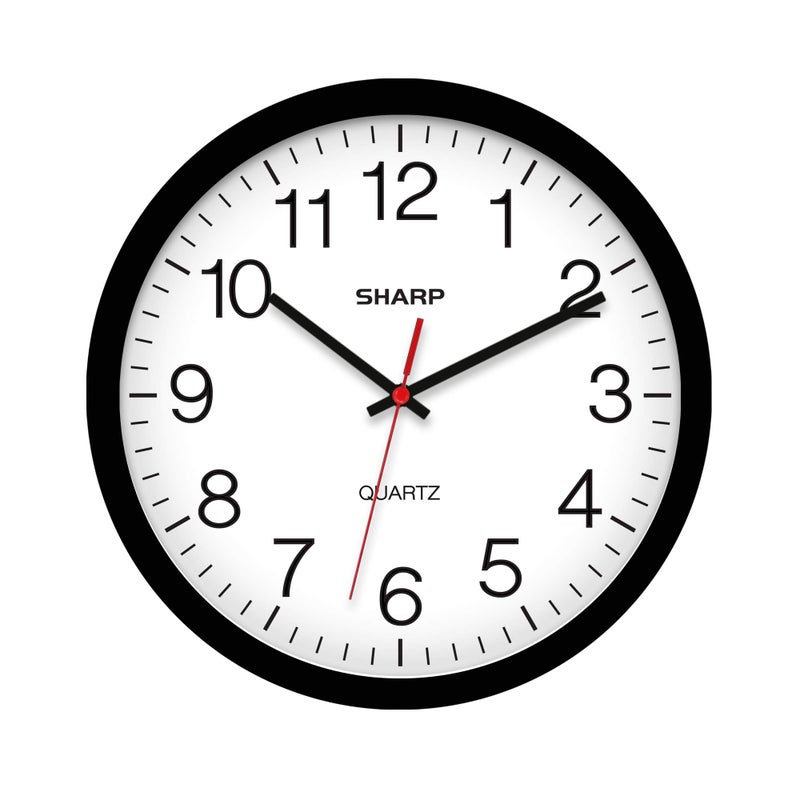 Sharp Wall Clock  Black Silent Non Ticking 12 Inch Quality Quartz Battery Operated Round Easy to Read HomeKitchenOfficeClassroomSchool Clocks Sweep Movement
