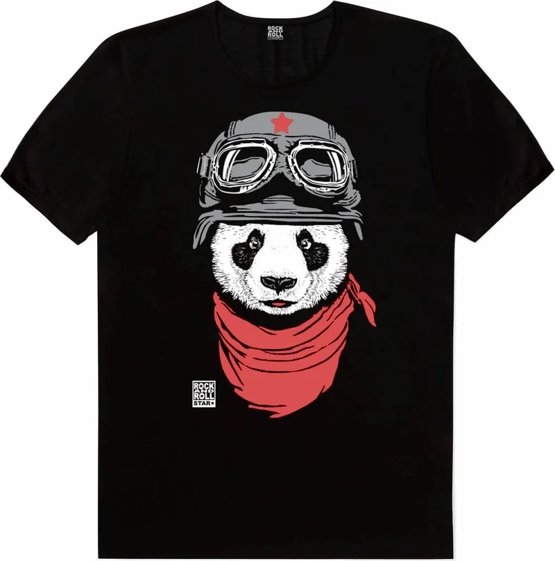 روك اند رول Bandana Panda Black Short Sleeve Women's T-Shirt