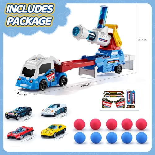 AuroTops Boy Toys Age 3 4 5 6 Year Old Boy Gifts for Kids Gifts Toy Trucks with Light Sounds Toys for Kids Age 3 4 5 6 7 8 Years OldInclude EejectionShooting Truck4 Racing Cars - Image 5