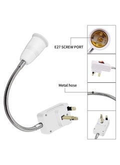 بيوينتي Flexible E27 Lamp Bulbs Holder Converter Adapter UK Plug AC Power to E27 LED Bulbs Socket Adapter with On/Off Switch Universal Metal Extension Wall Lights Base  - Image 3