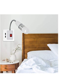 بيوينتي Flexible E27 Lamp Bulbs Holder Converter Adapter UK Plug AC Power to E27 LED Bulbs Socket Adapter with On/Off Switch Universal Metal Extension Wall Lights Base  - Image 4