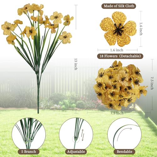 ColoPlay 24 Yellow Bundles Artificial Flowers for OutdoorsIndoors Fake Flowers Plants for Indoor Outside Garden Porch Window Box Home Wedding Farmhouse - Image 3