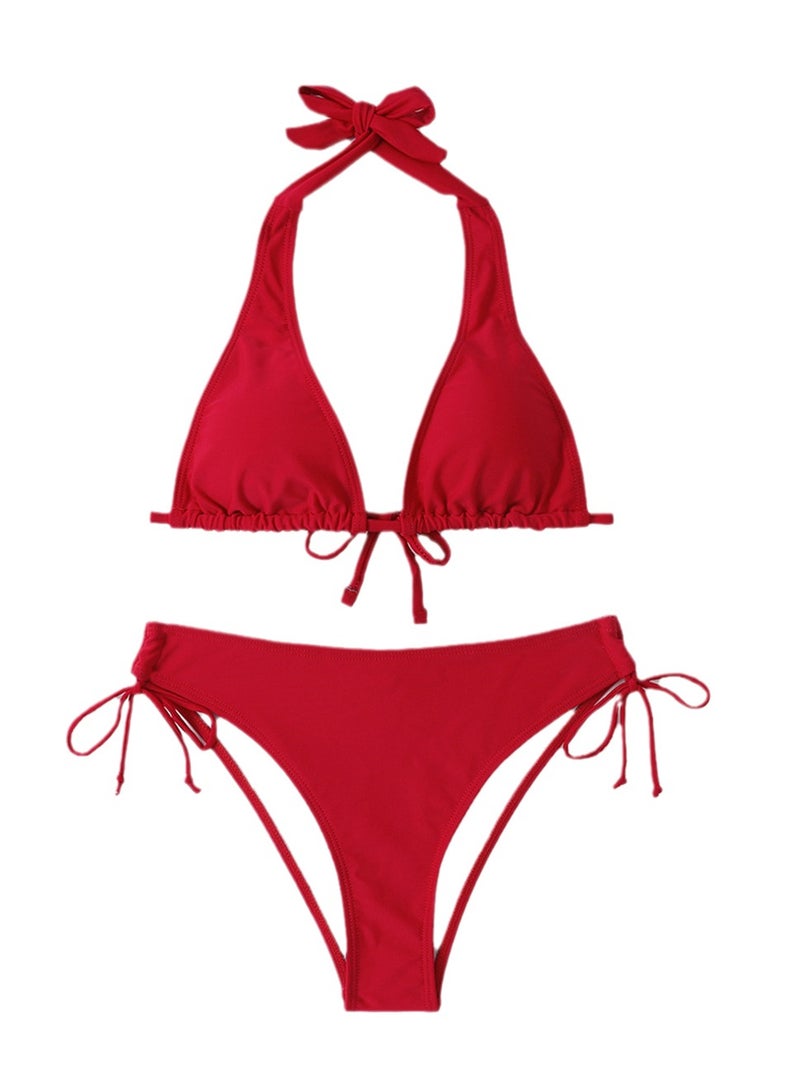 New swimsuit strappy bikini solid color swimsuit beach vacation bikini  - Image 1