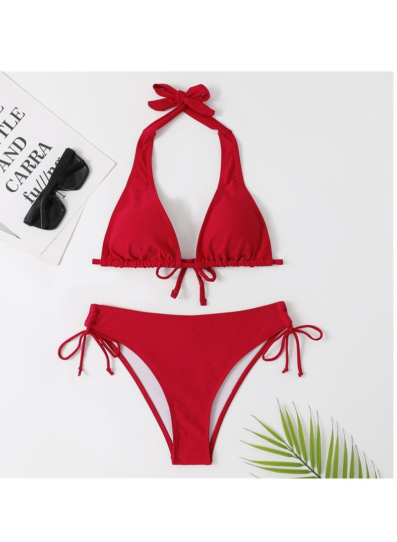 New swimsuit strappy bikini solid color swimsuit beach vacation bikini  - Image 3