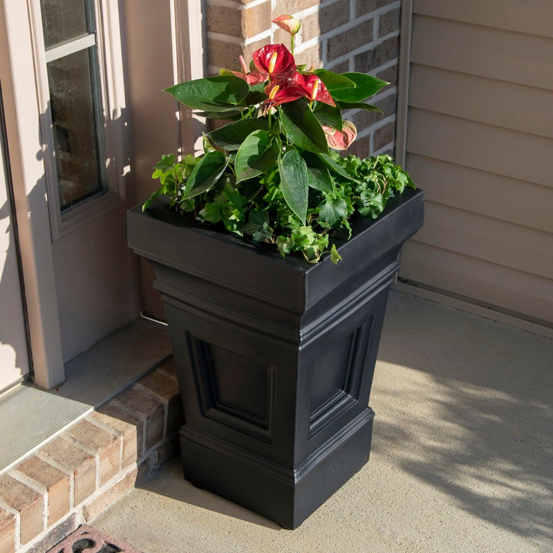 Step2 Atherton Square Planter, Large Planters for Outdoor Plants, Gardening and Flower Pot for Patio or Porch, Efficient Drainage, Durable Plastic, Onyx Black - Image 3