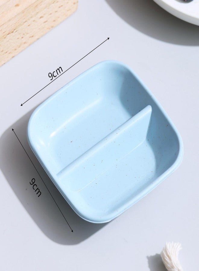 Oicia Wheat Straw Appetizer Serving Tray for Restaurant Kitchen Condiments Dipping Bowls Small Serving Bowls for Side Dishes Mini Appetizer Plates Pinch Bowls Sauce Dish (9cm, Blue, Set of 12) - Image 2