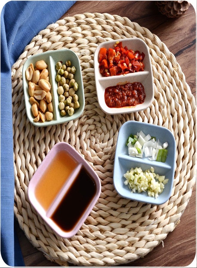 Oicia Wheat Straw Appetizer Serving Tray for Restaurant Kitchen Condiments Dipping Bowls Small Serving Bowls for Side Dishes Mini Appetizer Plates Pinch Bowls Sauce Dish (9cm, Blue, Set of 12) - Image 5