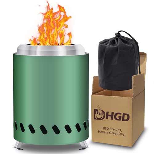 HGD 80 x 55 Inch Smokeless Firepit Stainless Steel Fire Pits Smokeless Fire Pit for Outside with Carry Bag for Camping Backyard Patio Garden Picnic Green - Image 1
