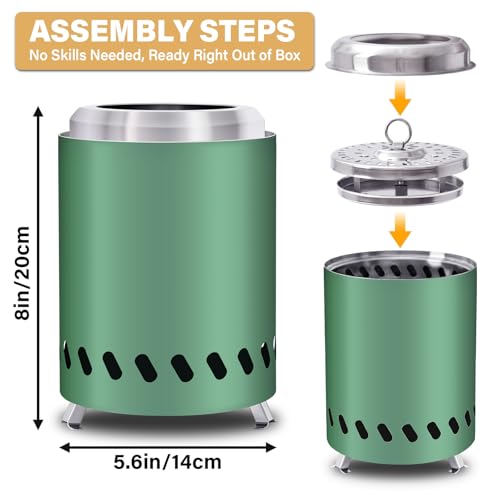 HGD 80 x 55 Inch Smokeless Firepit Stainless Steel Fire Pits Smokeless Fire Pit for Outside with Carry Bag for Camping Backyard Patio Garden Picnic Green - Image 3